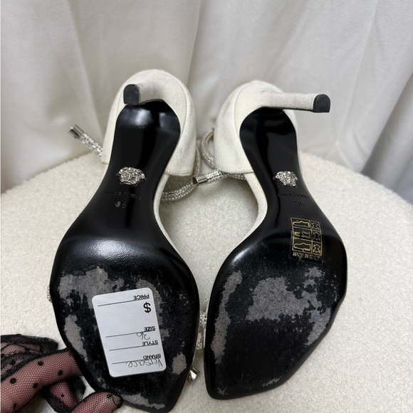 Versace Women's Glittering Silver Knot Heels - Picture 3 of 5